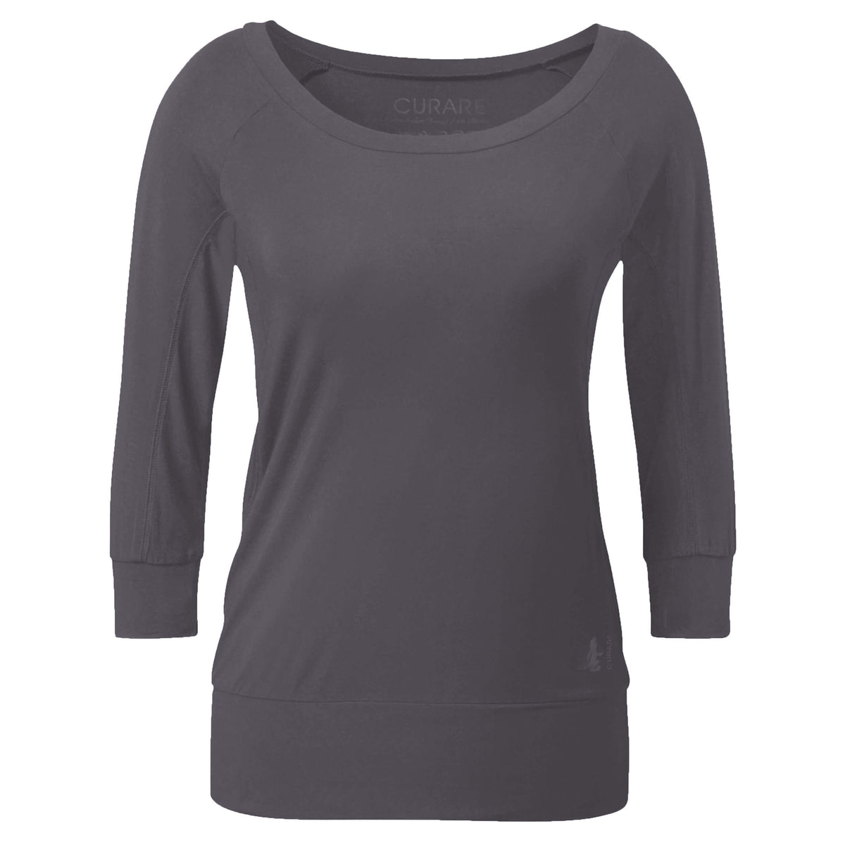 Yoga-Shirt 3/4 Boatneck - grau aubergine
