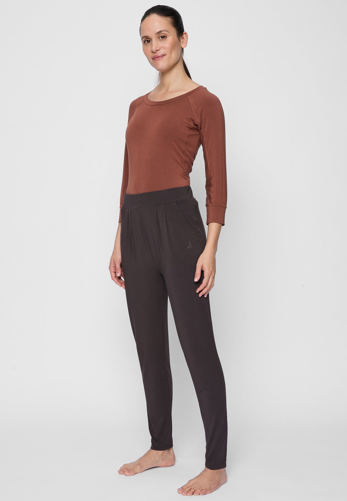 Long Pants, wide leg - dark-brown