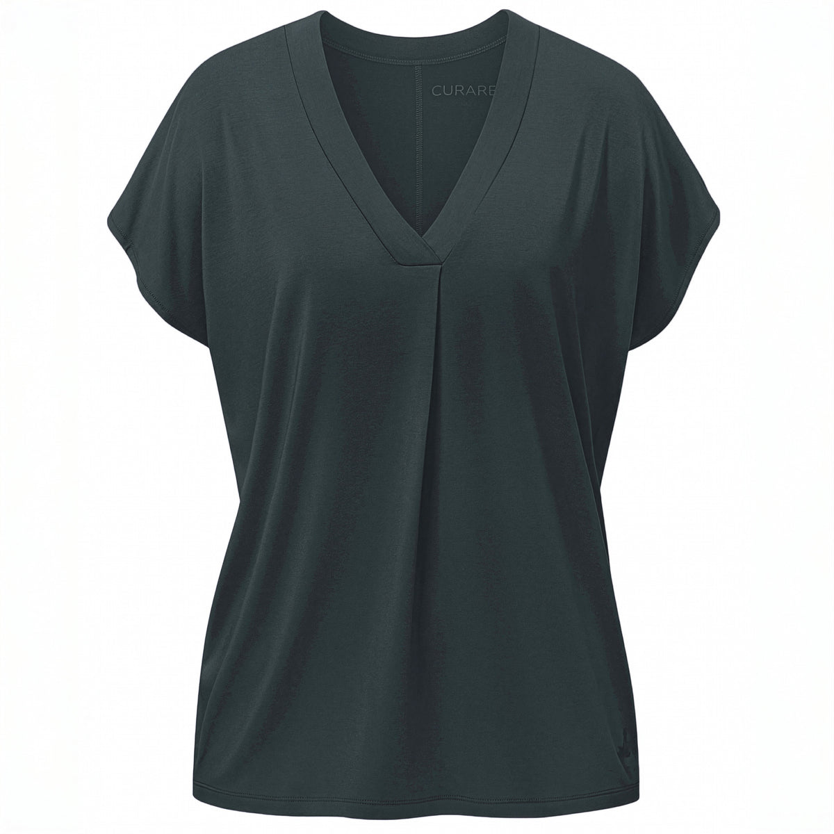 Yoga-Shirt V-Neck Boxpleat - dark forest