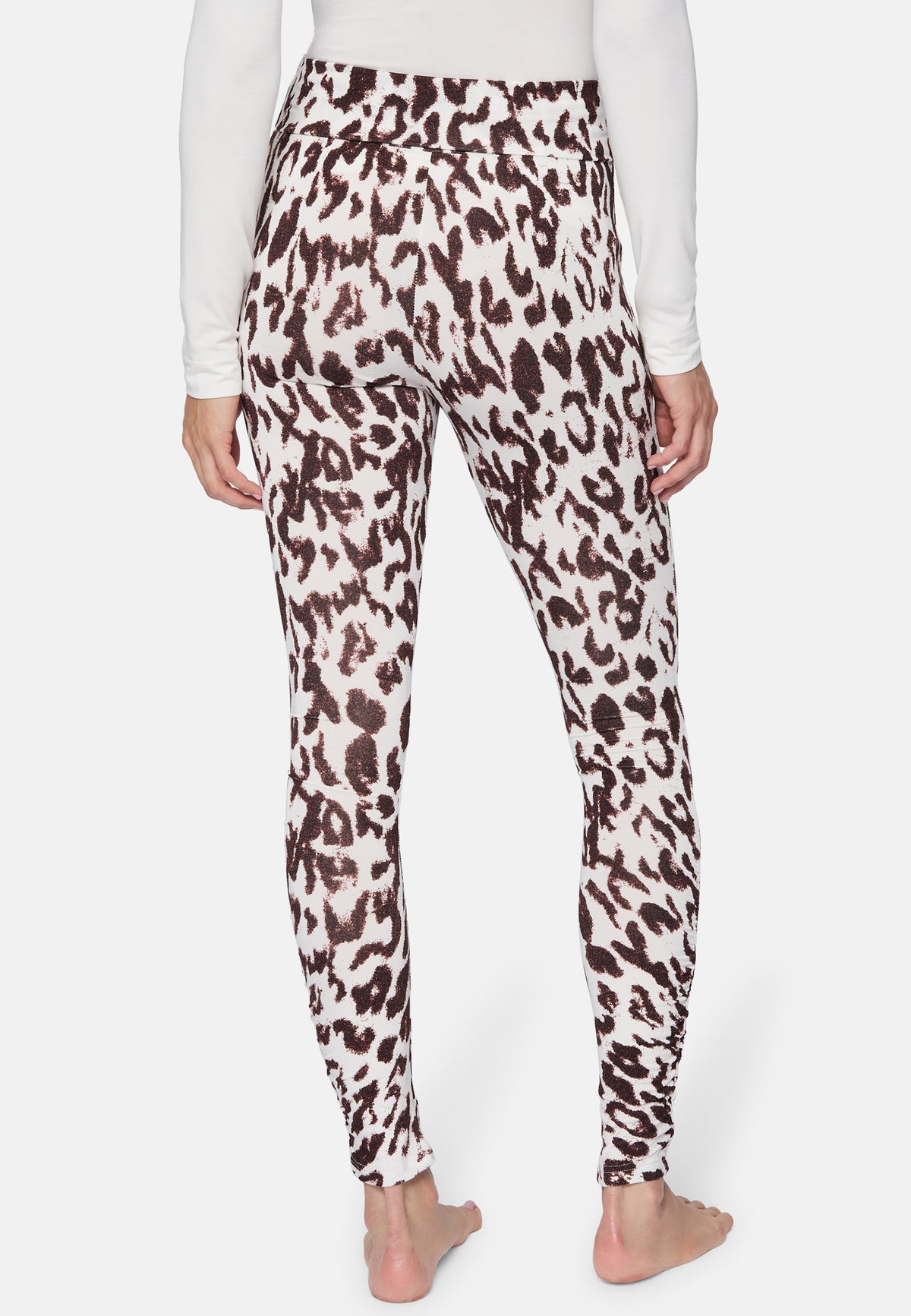 Yoga-Leggings, roll down - brown leo