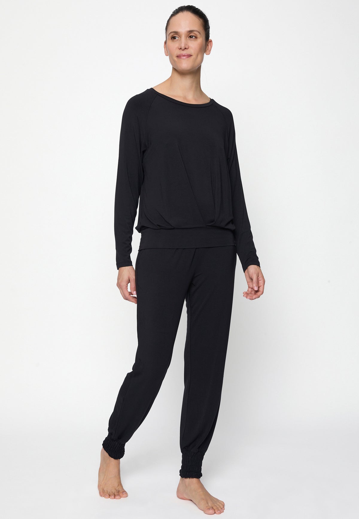 Yoga-Shirt Boxpleat - black