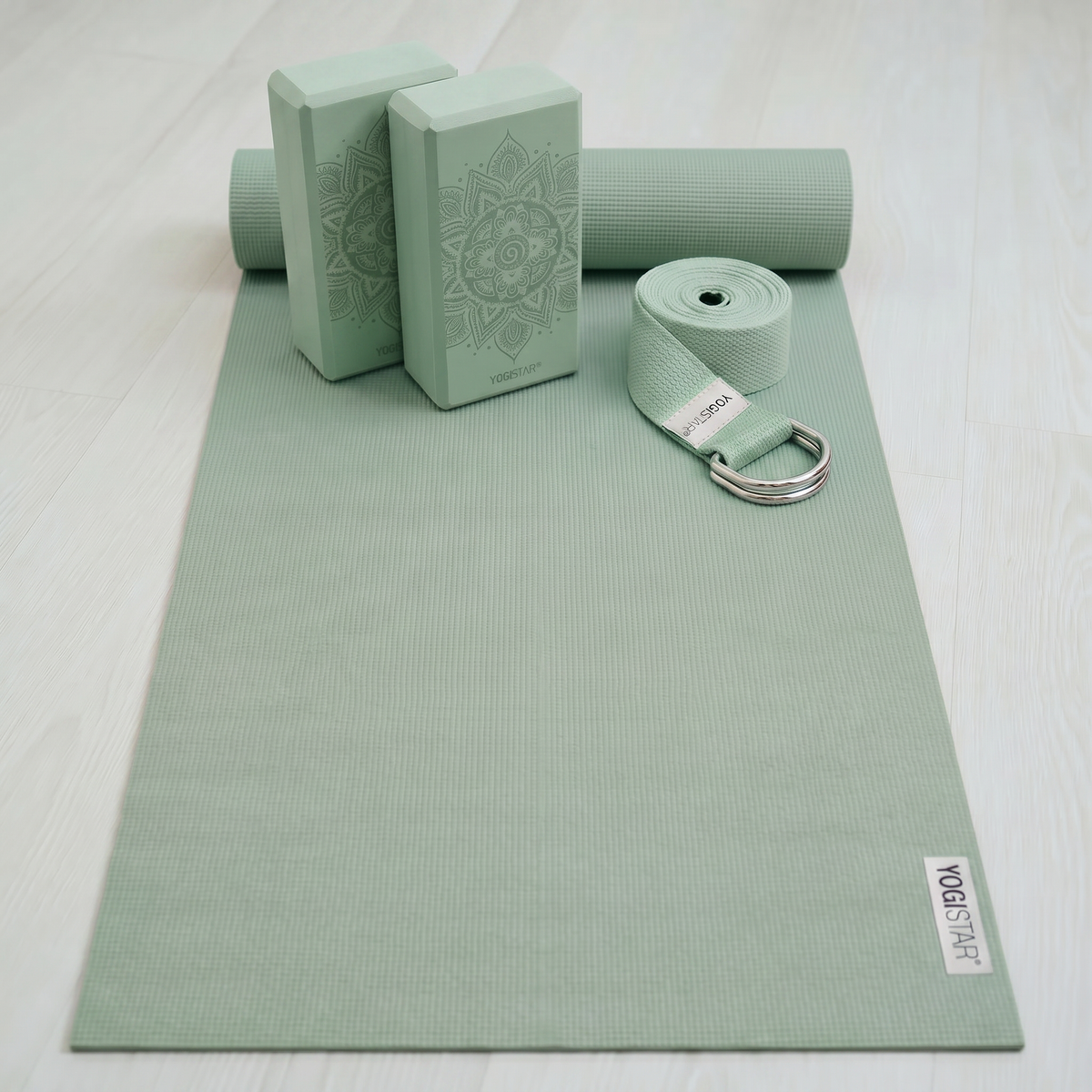 Yoga-Set Starter Edition - velvet mint (Yogamatte + 2 Yogablöcke + 1 Gurt)