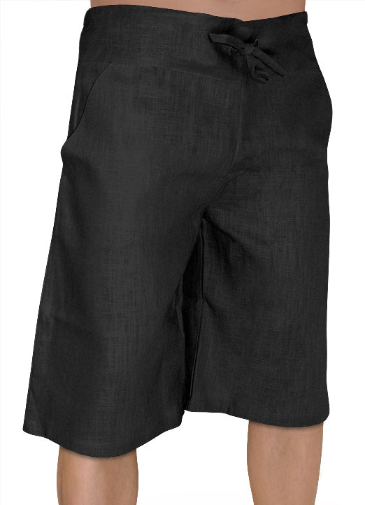 Bermuda-Leinenhose - schwarz