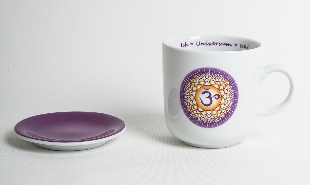 Chakra-Tasse aus Porzellan mit Unterteller