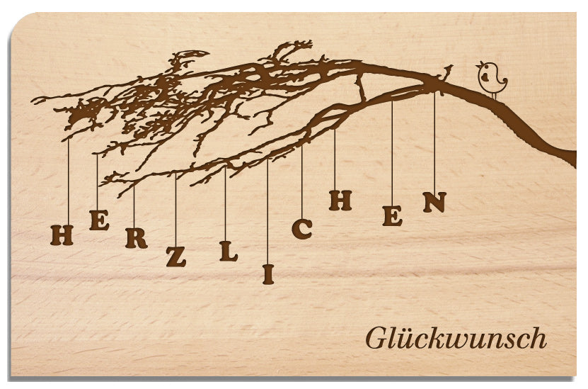 Postkarte aus Holz