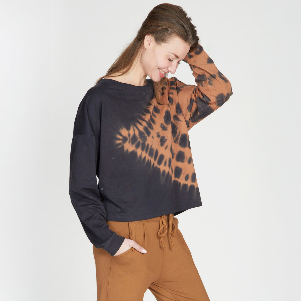 Yoga-Sweater Kismet - anthracite maroon batik