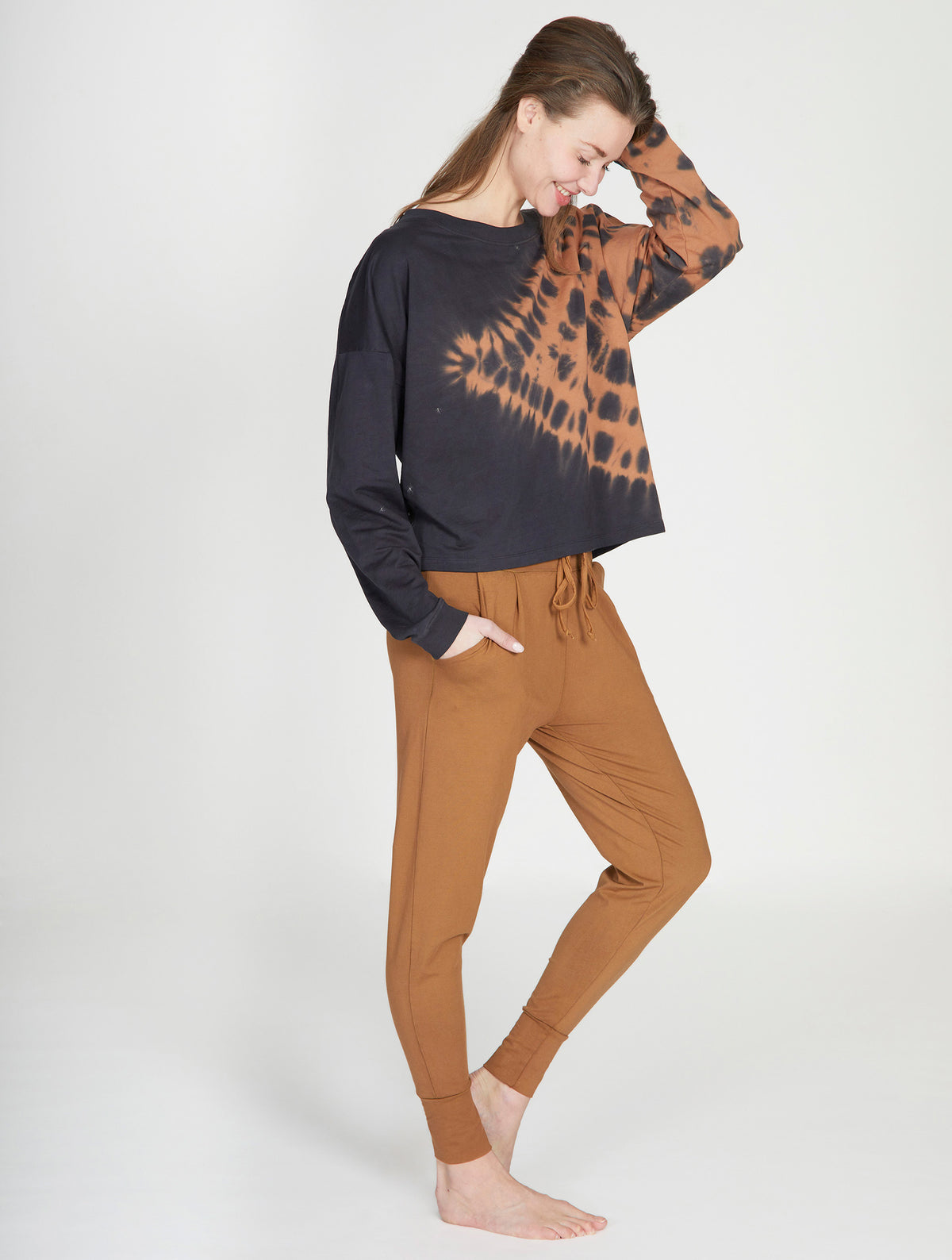 Yoga-Sweater Kismet - anthracite maroon batik