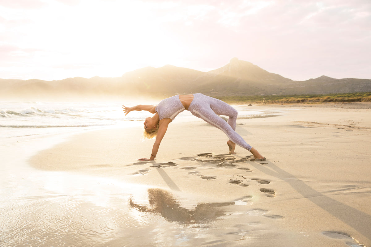 Yoga-Leggings "cool snake" - greymelange/white