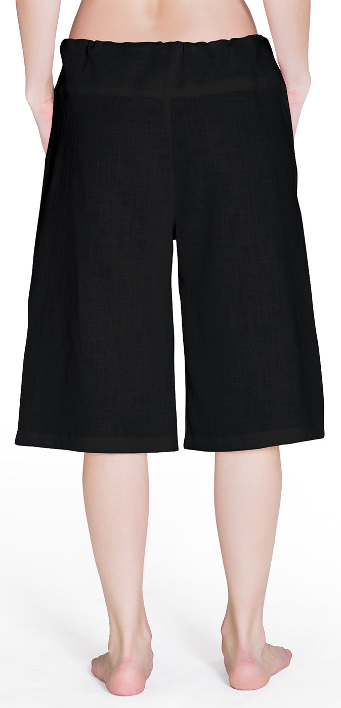 Bermuda-Leinenhose - schwarz