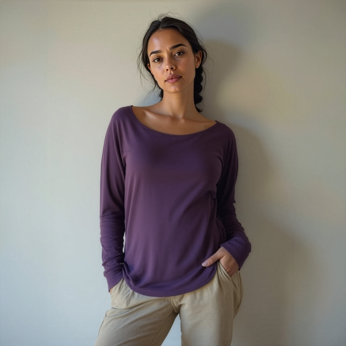 Yoga-Longsleeve "rheia" - velvet plum