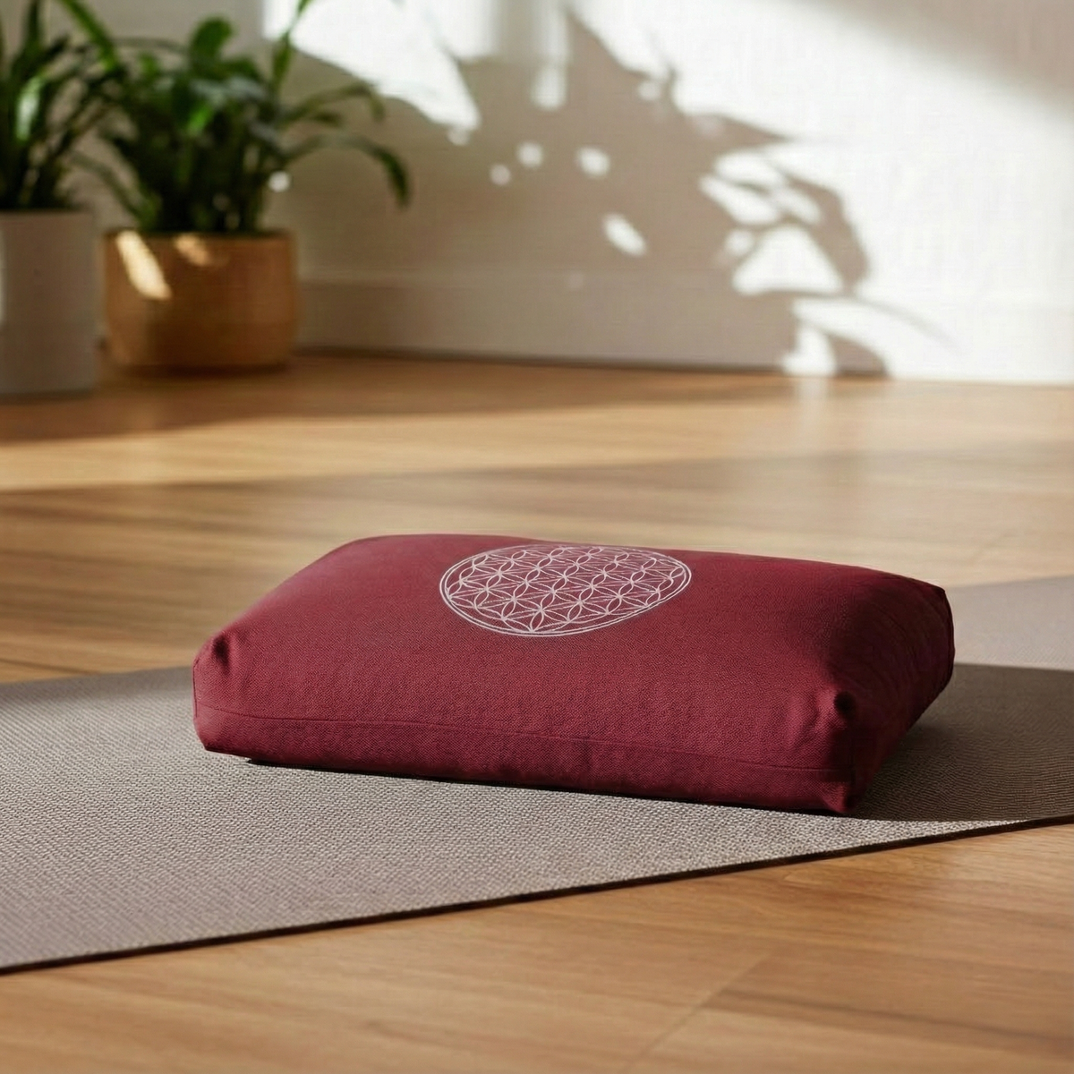 Yogakissen - klein - Blume des Lebens - mit Kapok-Füllung