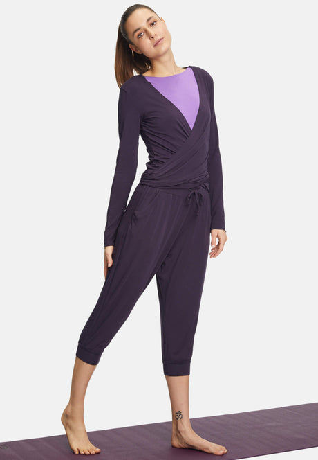 Capri-Pants, relaxed - dark aubergine