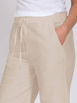 Yogahose - Christy beige mit Leinen