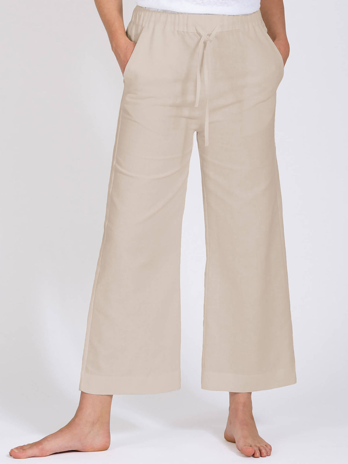 Yogahose - Christy beige mit Leinen