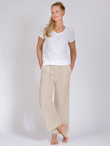 Yogahose - Christy beige mit Leinen
