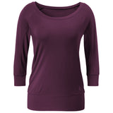 3/4 Shirt Boatneck - dark plum