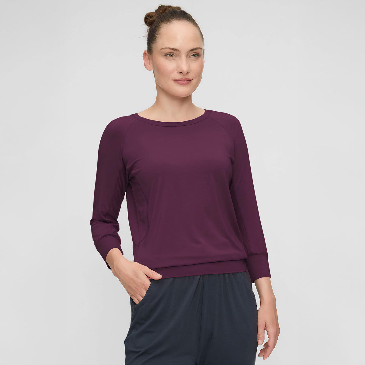 3/4 Shirt Boatneck - dark plum