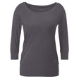 Yoga-Shirt 3/4 Boatneck - grau aubergine
