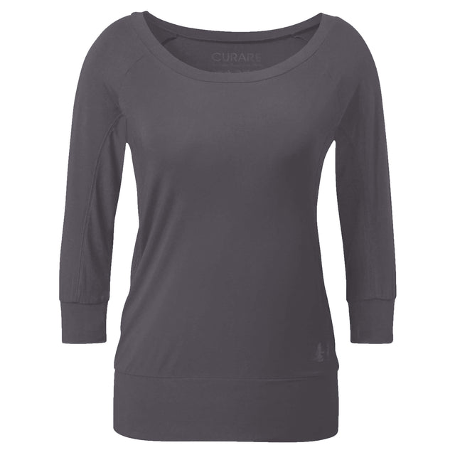 Yoga-Shirt 3/4 Boatneck - grau aubergine