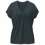 Yoga-Shirt V-Neck Boxpleat - dark forest