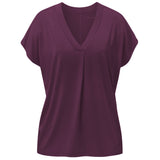Yoga-Shirt V-Neck Boxpleat - dark plum