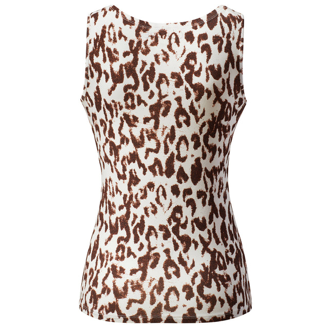 Yoga-Tank-Top Boatneck - brown leo