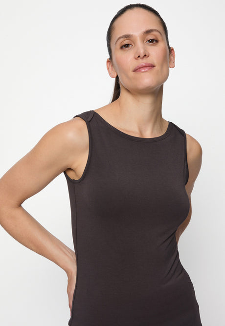 Yoga-Tank-Top Boatneck - dark-brown