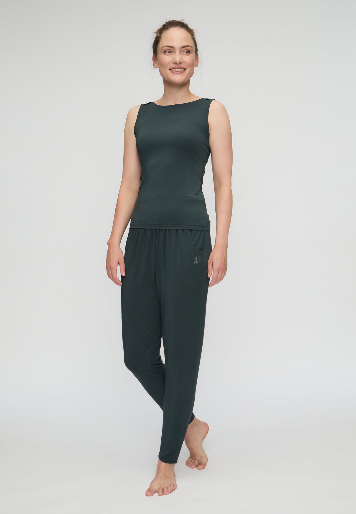 Yoga-Tank-Top Boatneck - dark forest