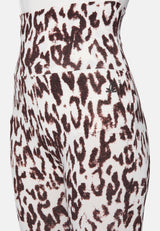 Yoga-Leggings, roll down - brown leo
