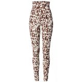 Yoga-Leggings, roll down - brown leo
