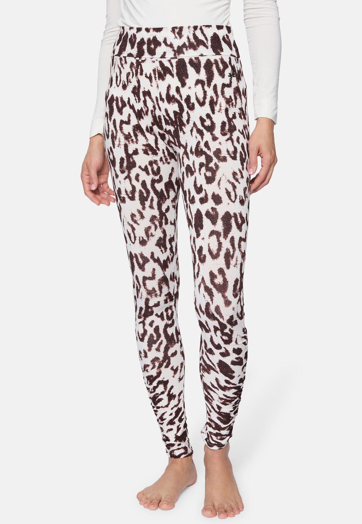 Yoga-Leggings, roll down - brown leo