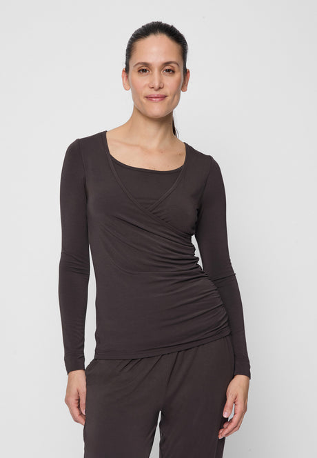 Wrap-Shirt - dark-brown