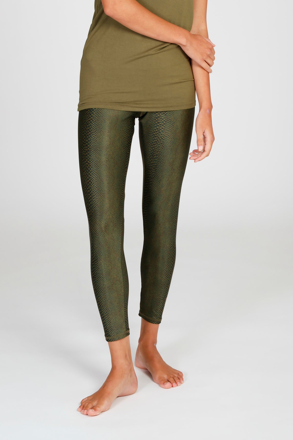 Yoga-Leggings Lux - snake olive