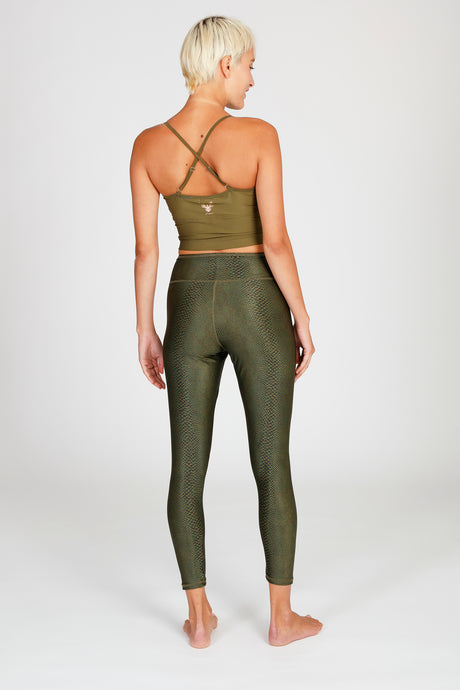 Yoga-Leggings Lux - snake olive