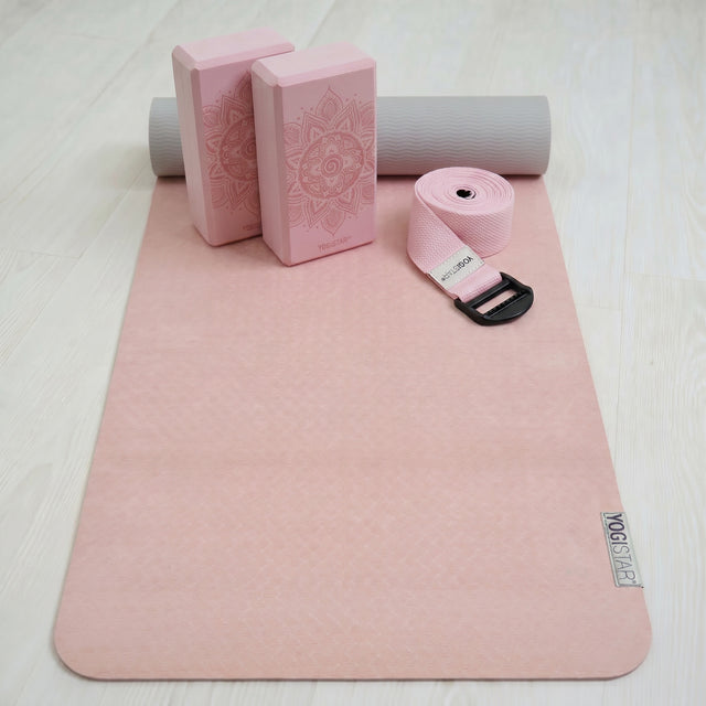 Yoga-Set Pro Edition - velvet rose (Yogamatte + 2 Yogablöcke + 1 Gurt)