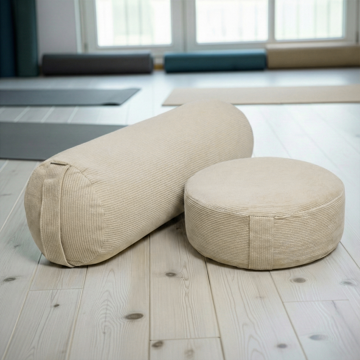 Yoga-Set Velvet (Meditationskissen Cord + Yoga-Bolster Yin Cord)