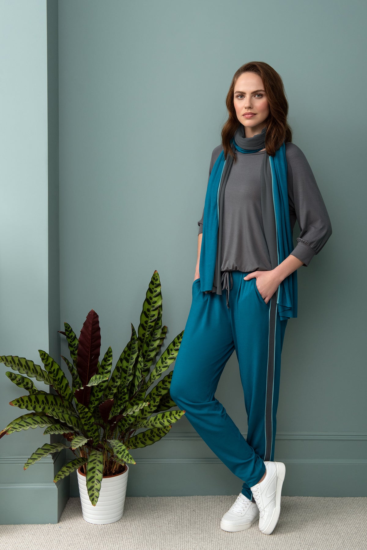 Schal - aqua/deep grey