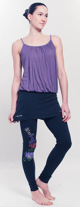 Buddha Mantra Skirt Leggings - black