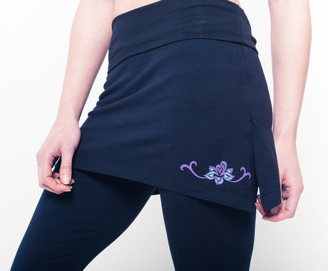 Buddha Mantra Skirt Leggings - black