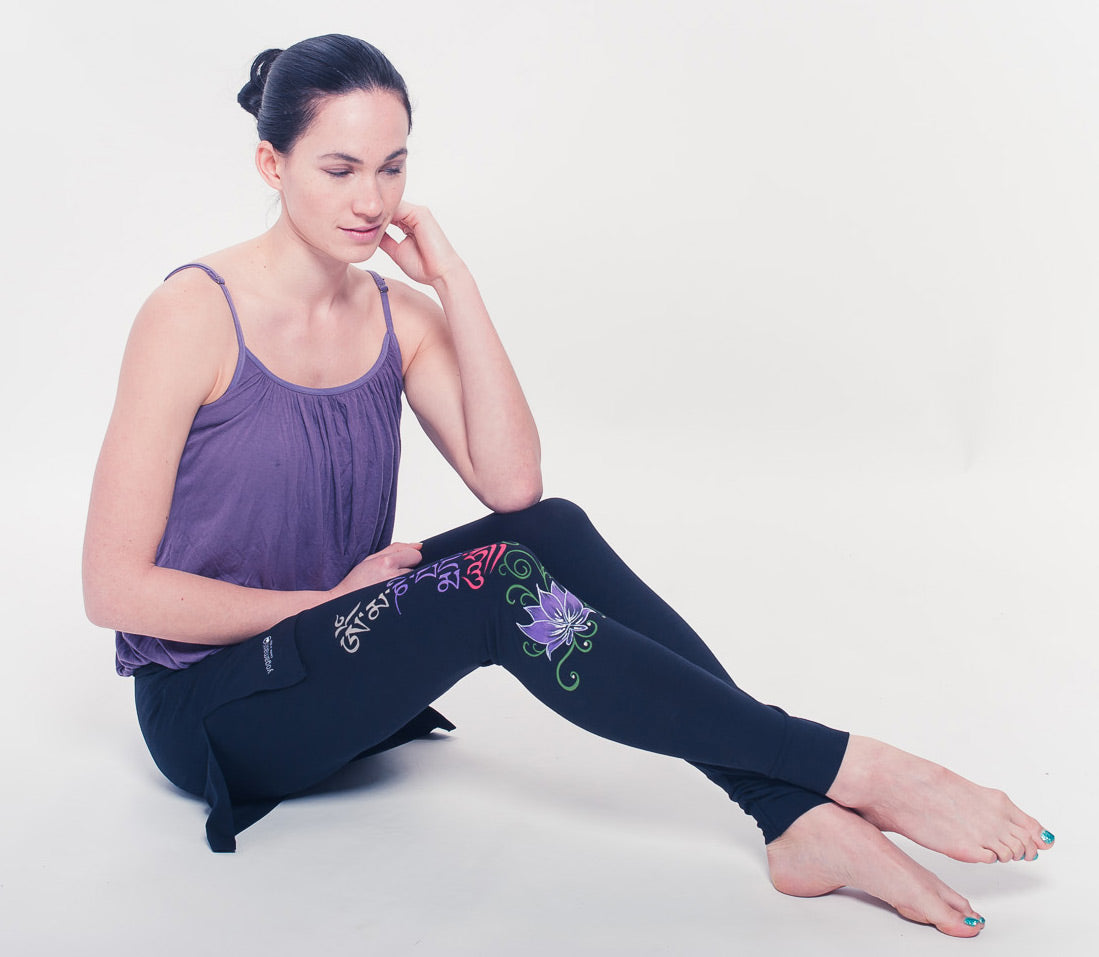 Buddha Mantra Skirt Leggings - black