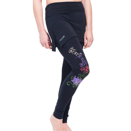 Buddha Mantra Skirt Leggings - black