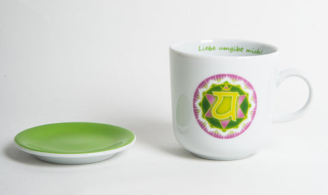 Chakra-Tasse aus Porzellan mit Unterteller
