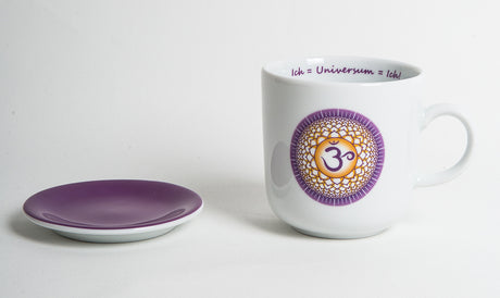 Chakra-Tasse aus Porzellan mit Unterteller