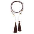 Vegan Leather Choker - St. Tropez, weißer Achat nougat