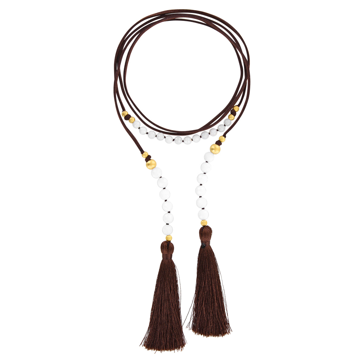Vegan Leather Choker - St. Tropez, weißer Achat nougat