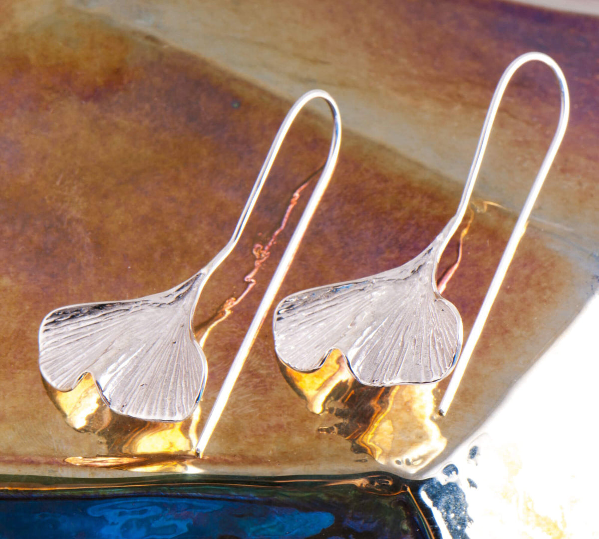 Ginkgo Blatt Ohrringe, 925 Sterling Silber