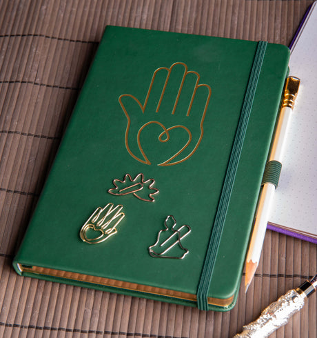 Yoga Notizbuch A5 - Hand grün