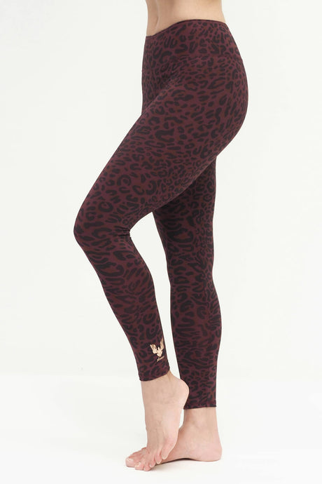 Yoga-Leggings Ganga 7/8 leo - ruby