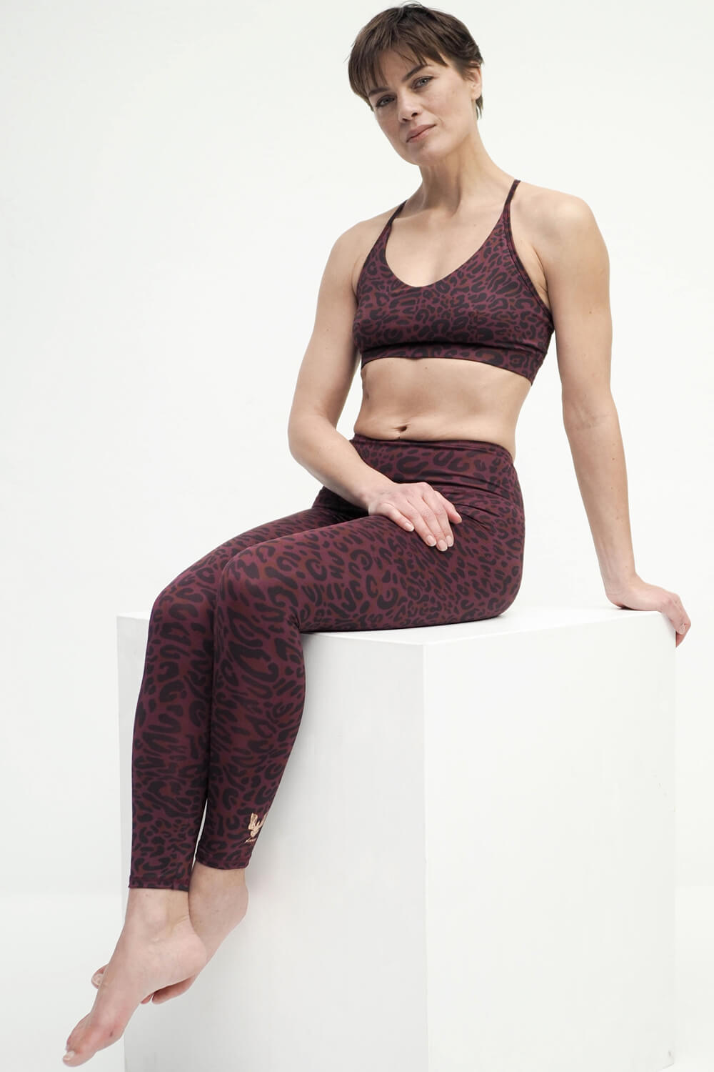 Yoga-Leggings Ganga 7/8 leo - ruby