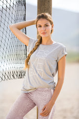 Yoga-Leggings "cool snake" - greymelange/white